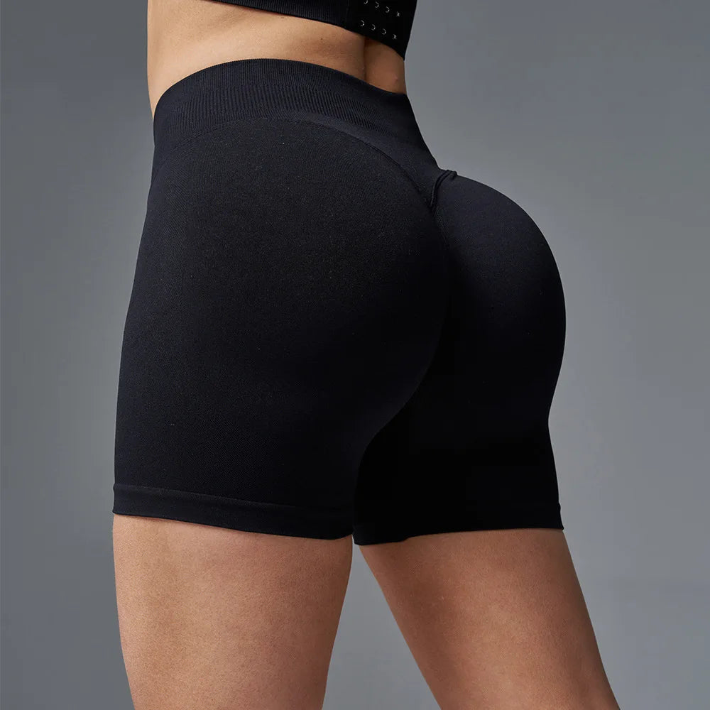 Summer High Waisted Yoga Shorts for Women Fashionable and Sexy Running Fitness Pants Solid Color Yoga Leggings Elastic Tights