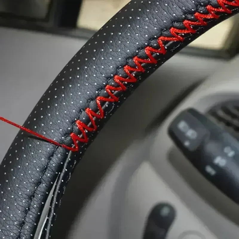 Artificial Leather Steering Wheel Cover Anti-Slip Braiding Cover For Steering Wheel 37cm-38cm Steering Wheel Protector