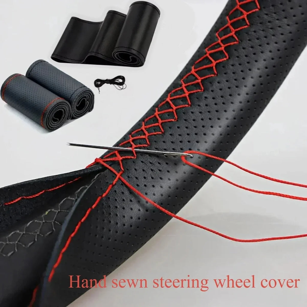 Artificial Leather Steering Wheel Cover Anti-Slip Braiding Cover For Steering Wheel 37cm-38cm Steering Wheel Protector
