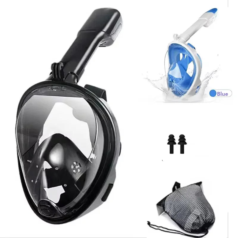 Underwater Snorkeling Full Face Adult Children Swimming Mask Set Scuba Diving Respirator Masks Anti Fog Safe Breathing for Kids/