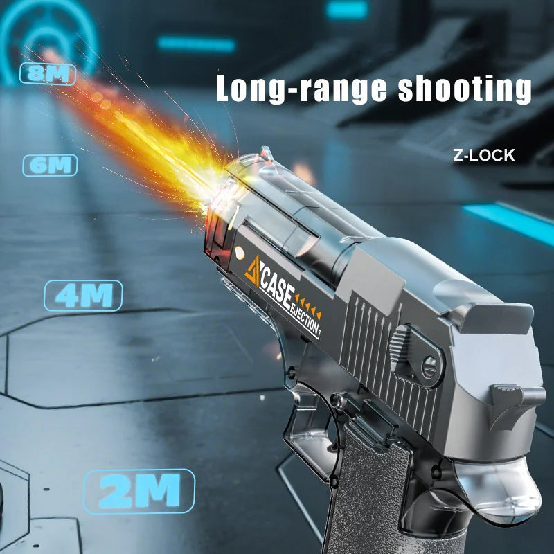 Electric/Manual Grey Water Gun Rechargeable Automatic Spray Gun Toys Capacity Range Up to 26 FT Range for Adults & Kids - Blue