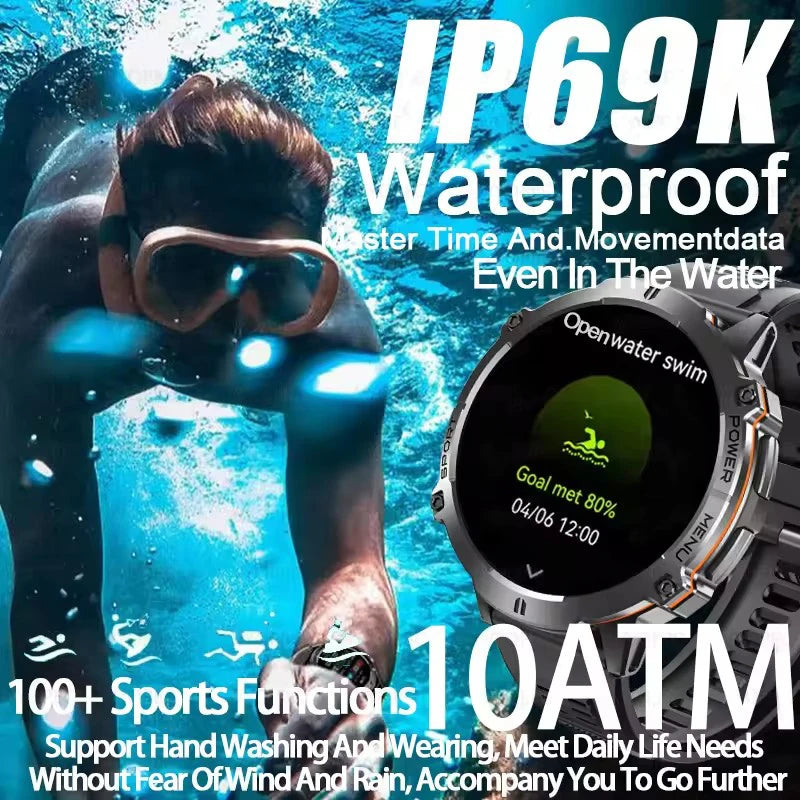 New Outdoor 1000mAh Battery Men Adult Smart Watch GPS Compass Altimeter 10ATM Waterproof Heart Rate BT Call Sport Man Smartwatch