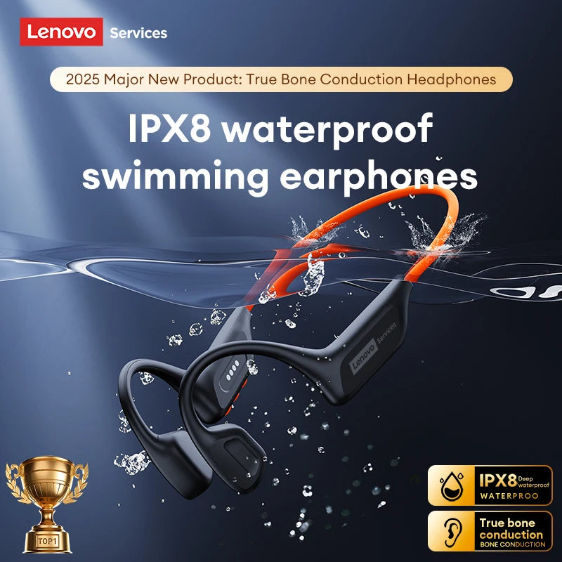 Lenovo S106 True Bone Conduction Headset Bluetooth 6.0 IPX8 Waterproof Headphones 32GB MP3 HIFI Earphones With MIC For Swimming