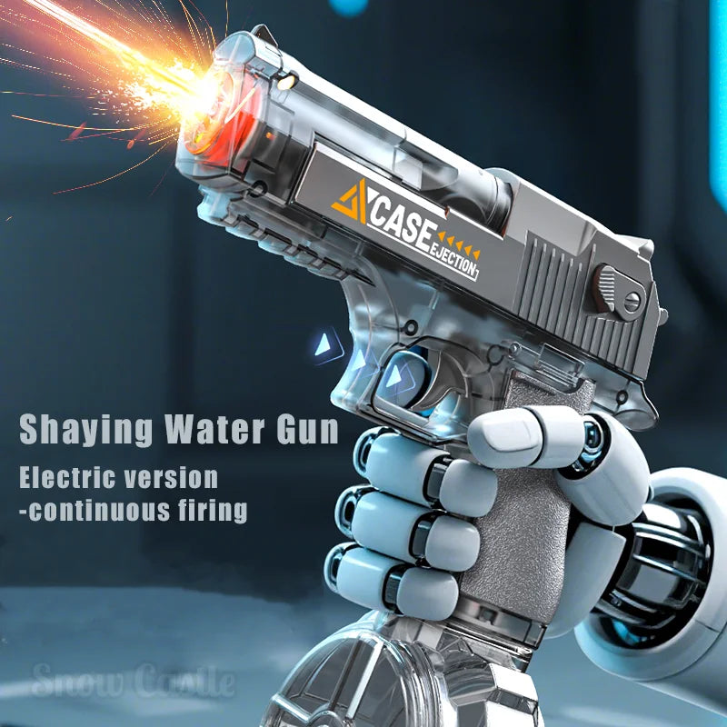 Electric/Manual Grey Water Gun Rechargeable Automatic Spray Gun Toys Capacity Range Up to 26 FT Range for Adults & Kids - Blue